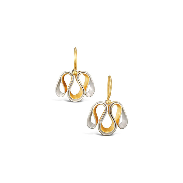 silver gold sculptural earrings 