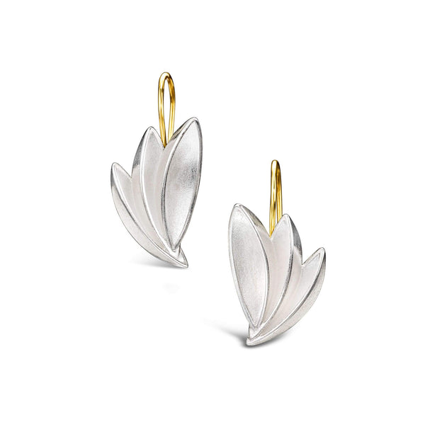 gold and sterling silver feather earrings