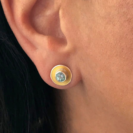 Saturn Stud Earrings - Aquamarine