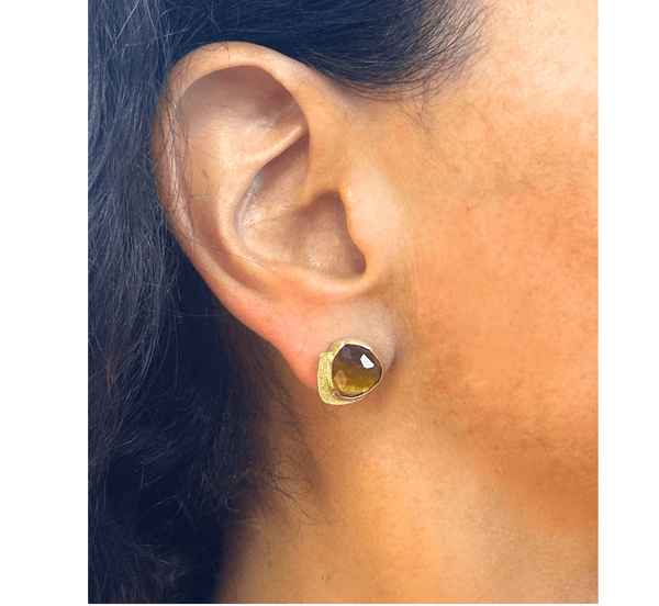 Collage Stud Earrings- Rose Cut Carnelian
