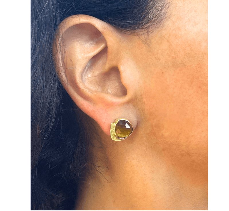 Collage Stud Earrings- Rose Cut Carnelian