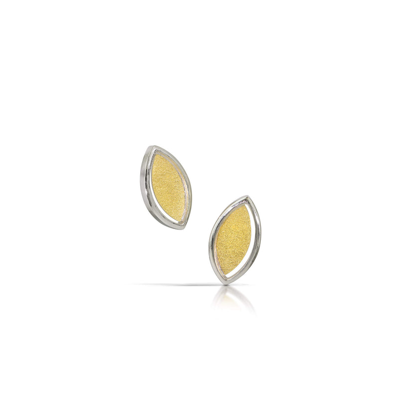 Adora Single Leaf Earrings - Bimetal and Silver