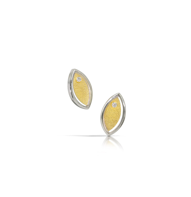 Adora Fish Eye Earrings - Bimetal and Silver