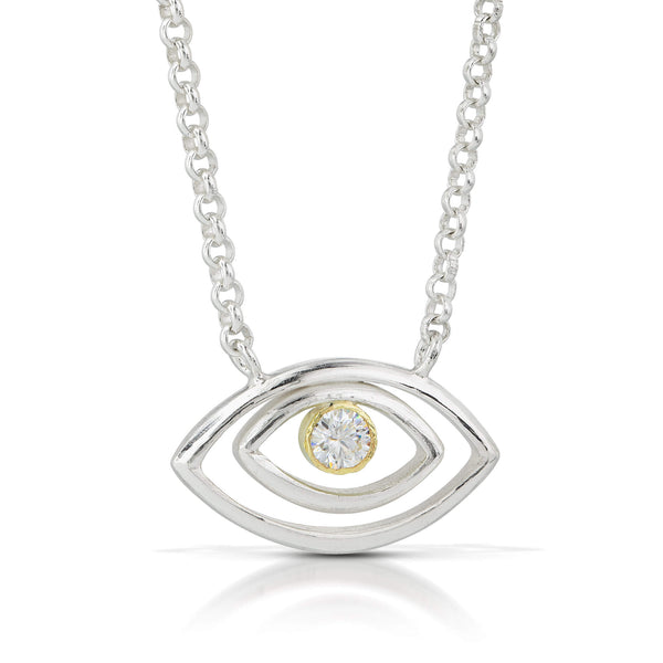 Goddess Eye Pendant- Silver and Stone