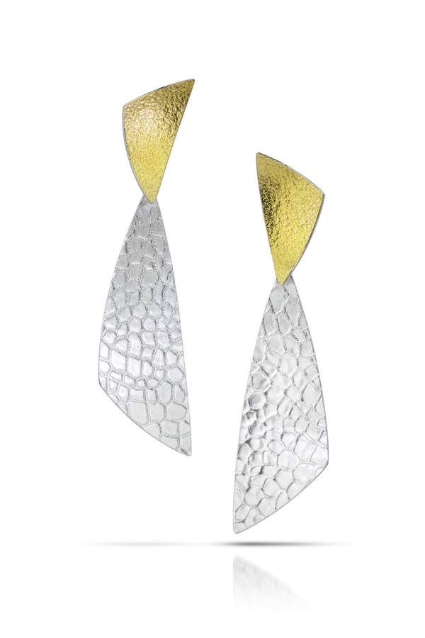 Scalene Textured Long Drop Earrings