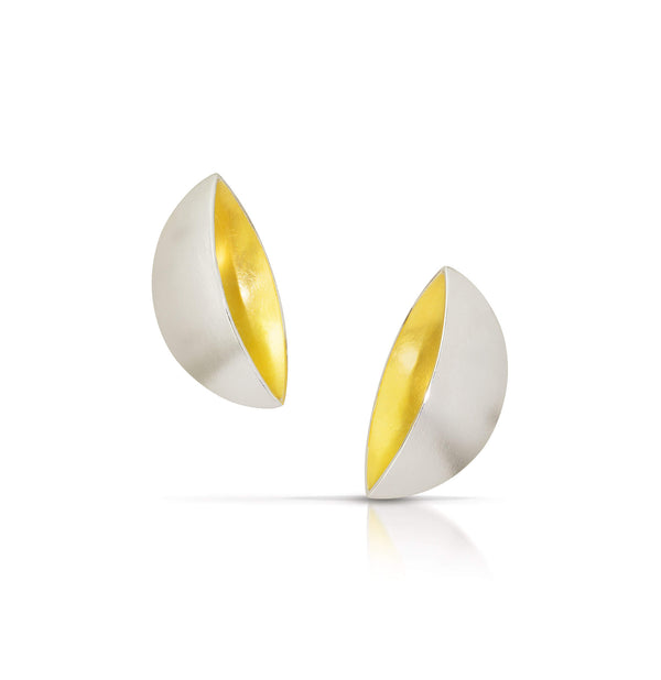 Half Moon Earrings - Bimetal with Gold Interior
