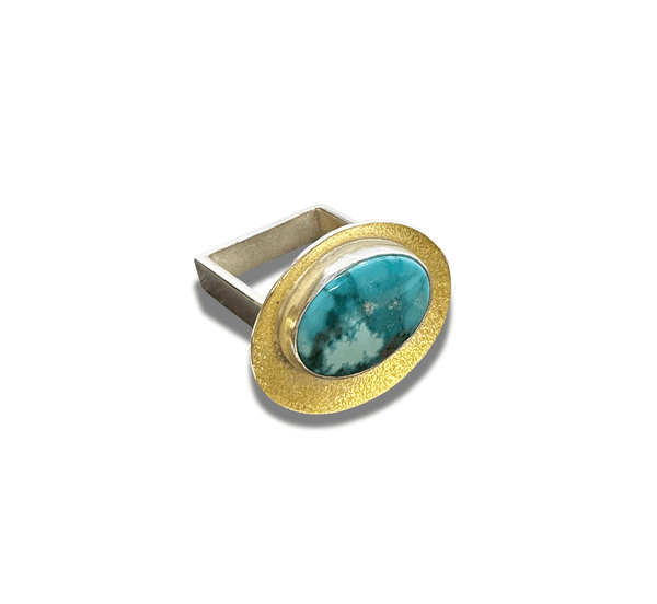 Square Ring Pop; Turquoise Oval
