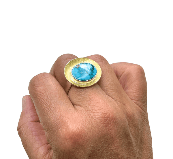 Square Ring Pop; Turquoise Oval