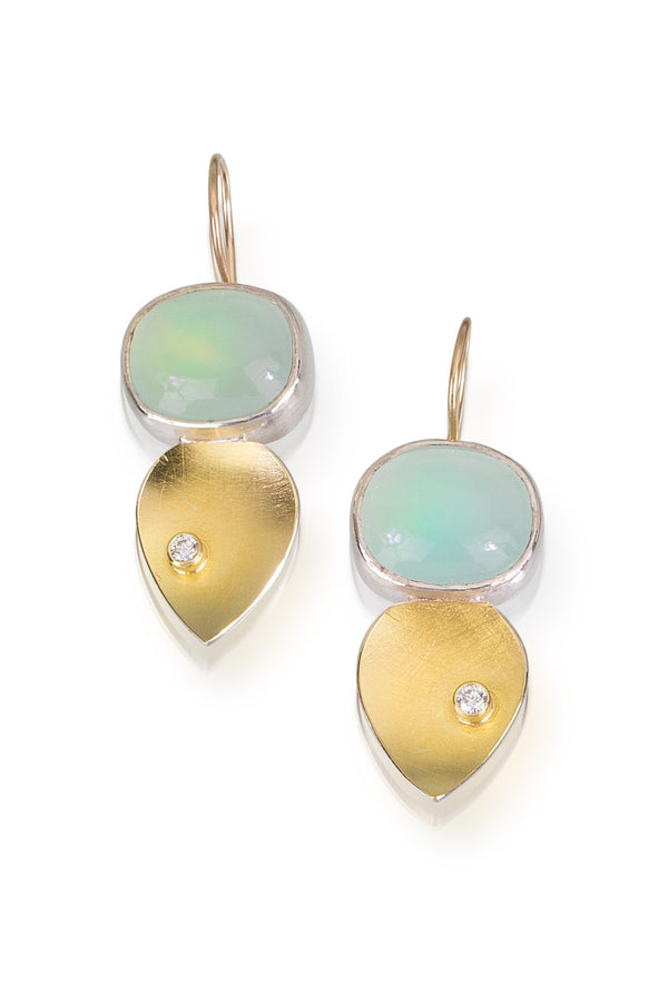 gold aqua chalcedony drop earrings