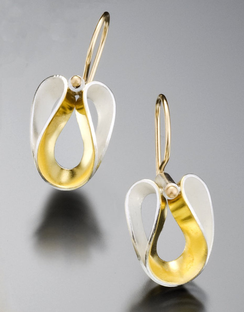 silver gold sculptural earrings