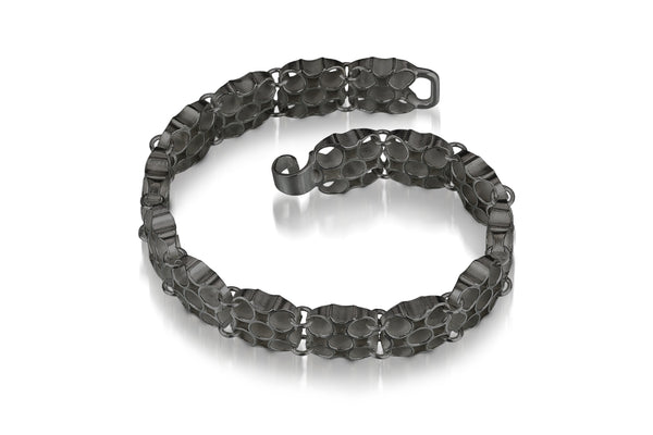 oxidized sterling silver link bracelet