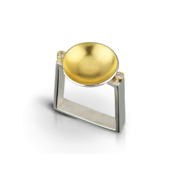 silver gold square ring