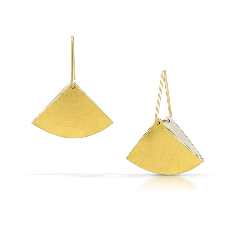 gold bimetal fan earrings