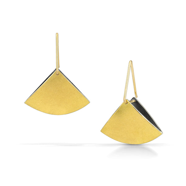 Oxidized Bimetal Gold fan earrings