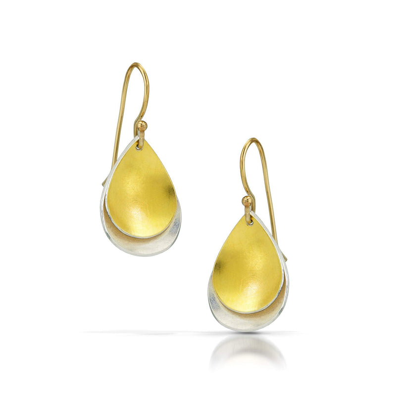 sterling silver and gold tear drop earrings