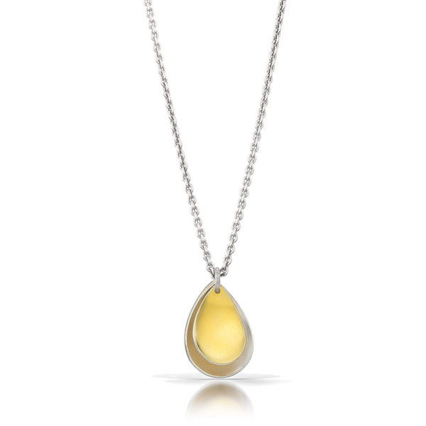 silver and gold tear drop pendant