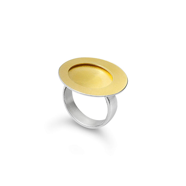 gold and silver oval ring