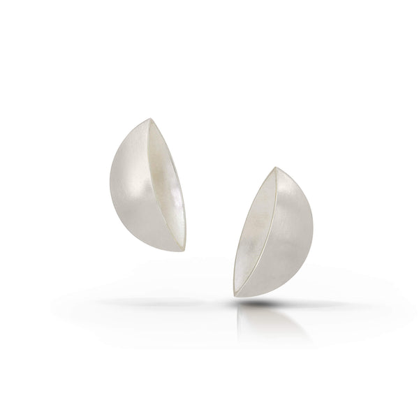 sterling silver half moon bowl earrings