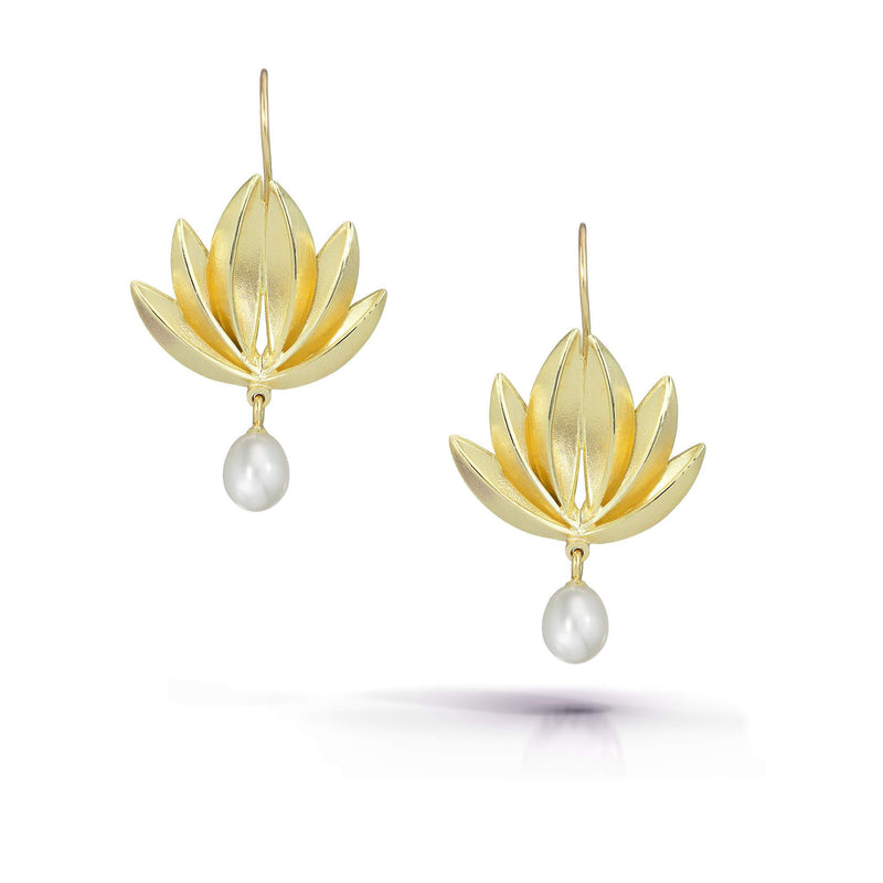 lotus earrings with pearl