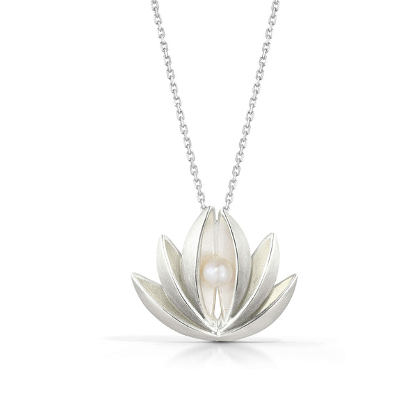 Lotus Pendant - Sterling Silver or Oxidized Sterling Silver w