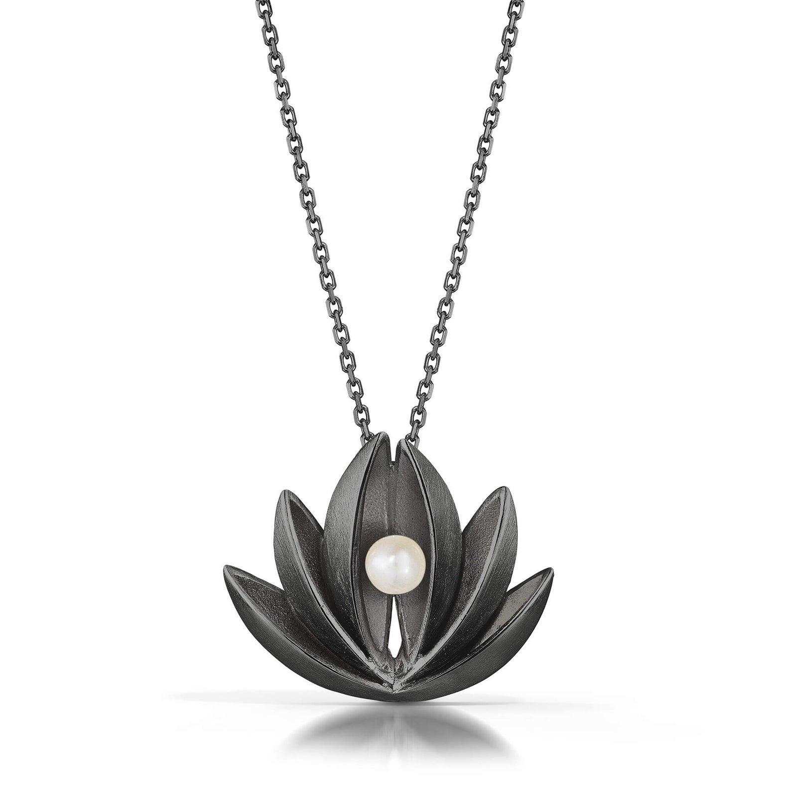 Lotus Pendant - Sterling Silver or Oxidized Sterling Silver w