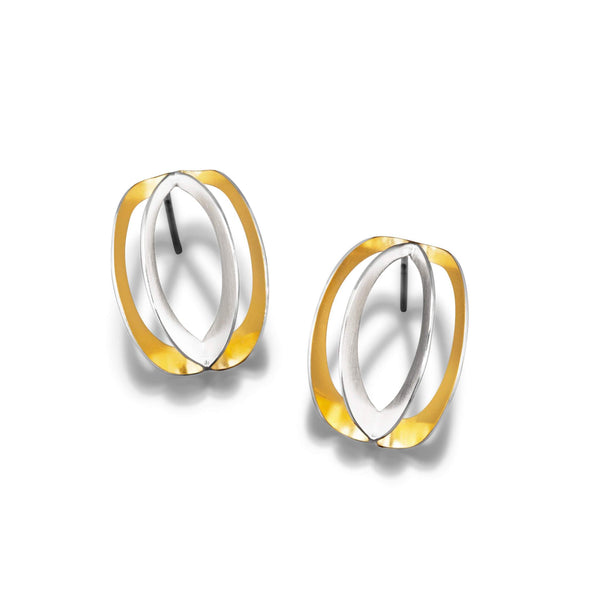 gold and silver sculptural earrings