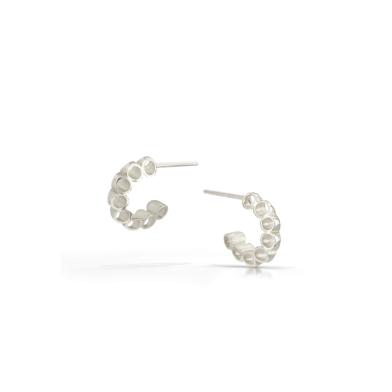 tiny silver link hoop earrings