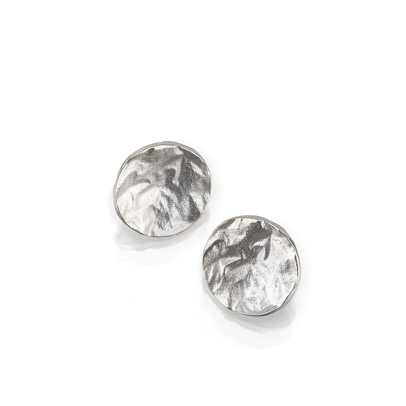 round silver textured earrings
