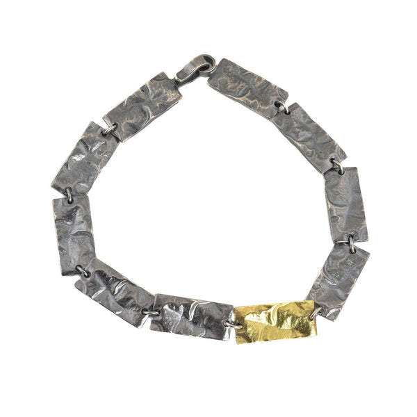 Oxidized Sterling Silver Gold link bracelet