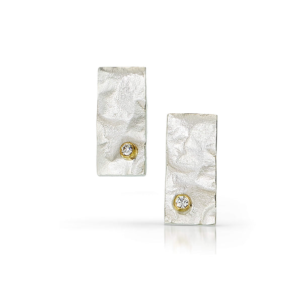 sterling silver rectangle earrings with diamond