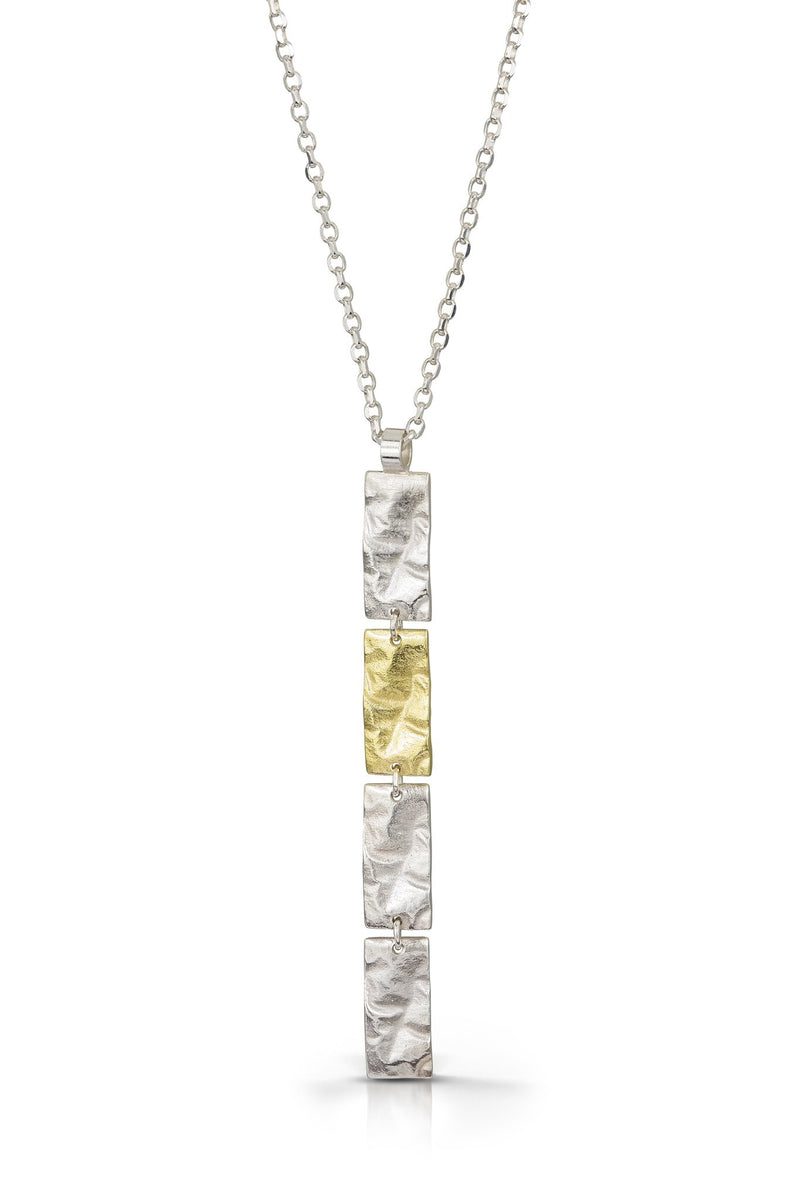 sterling silver gold linear pendant