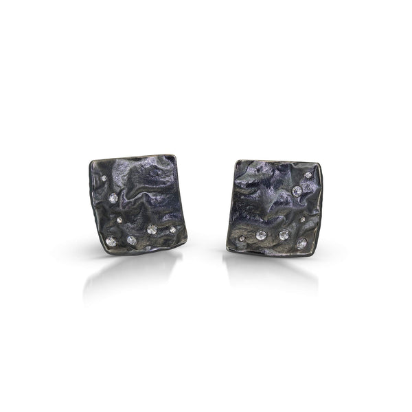 Oxidized Sterling Silver square earrings 