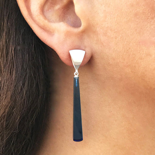 Spinnaker Drop Earrings - Blue, Green, Amethyst or Pink Quartz