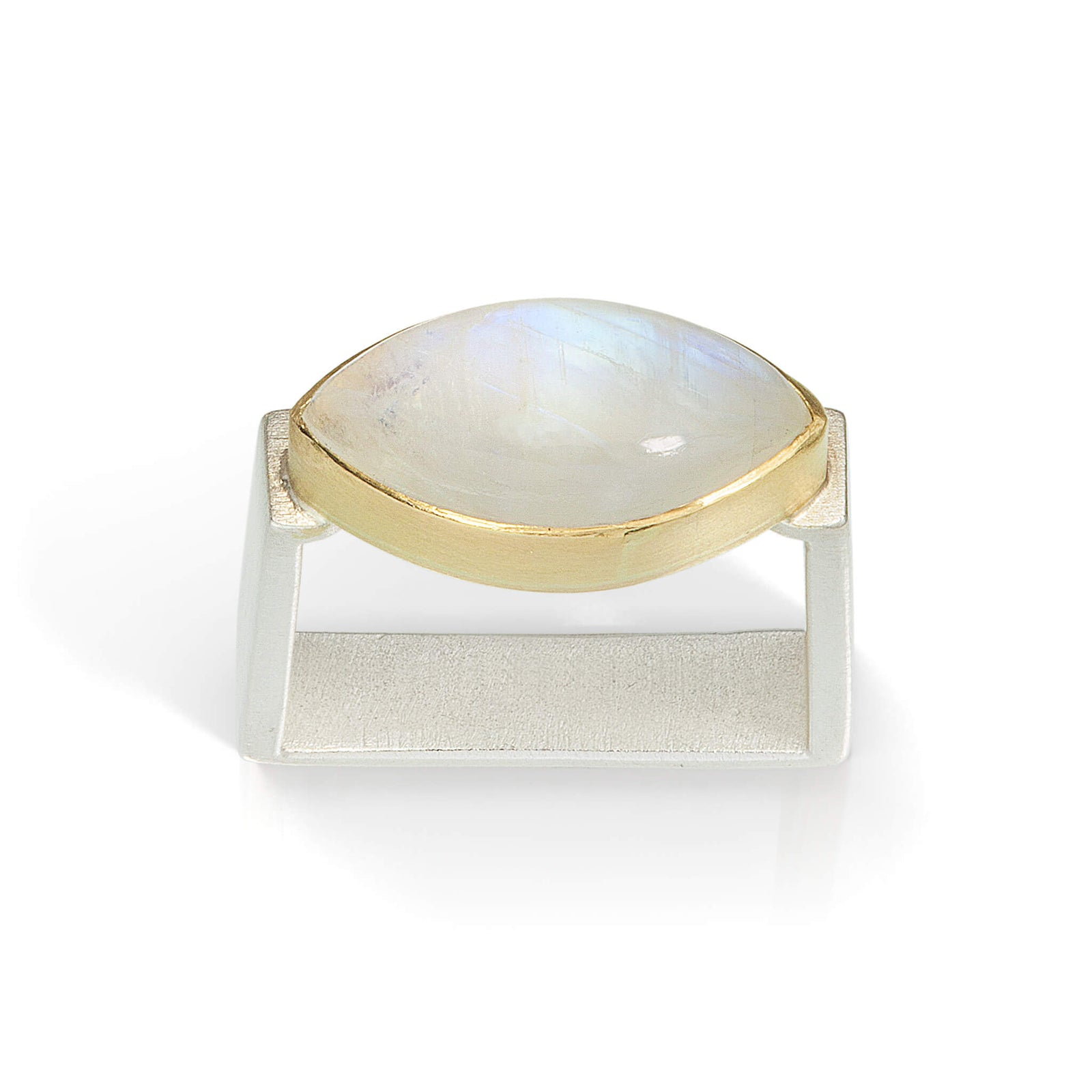 Square Rings - Silver, Gold and Marquis Moonstone – Thea Izzi