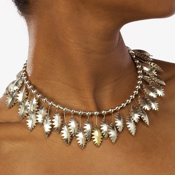 gold silver leaf necklace